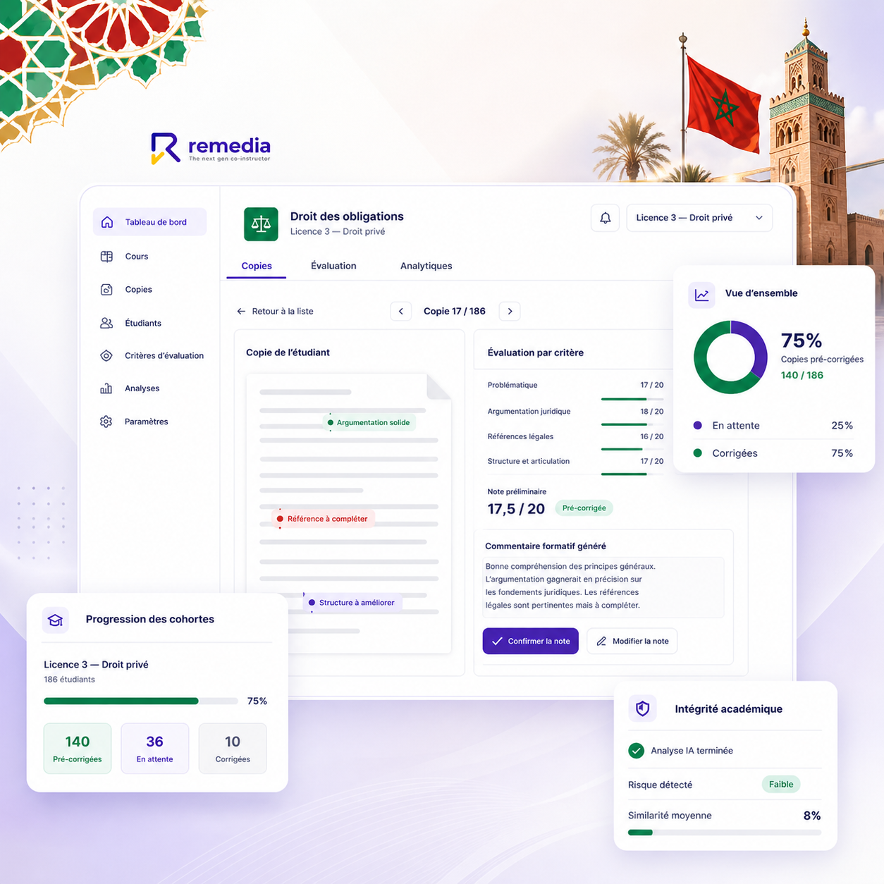 Interface Remedia pour la correction et l’évaluation universitaire au Maroc