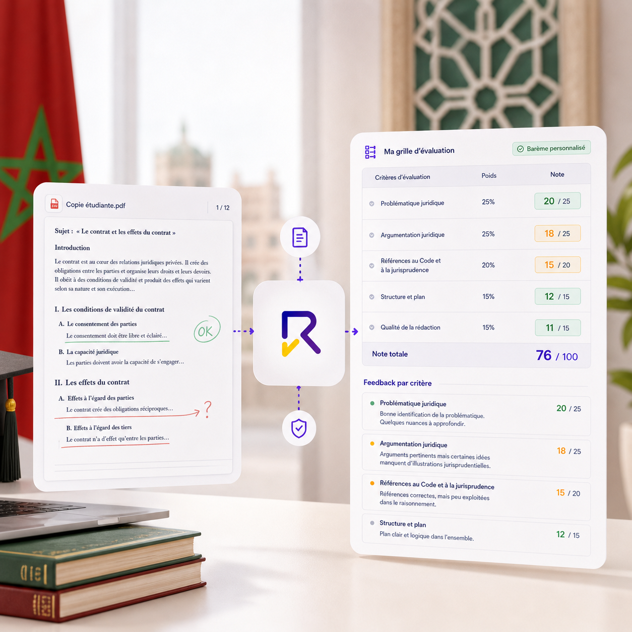 Remedia applique une grille d’évaluation universitaire à une copie étudiante